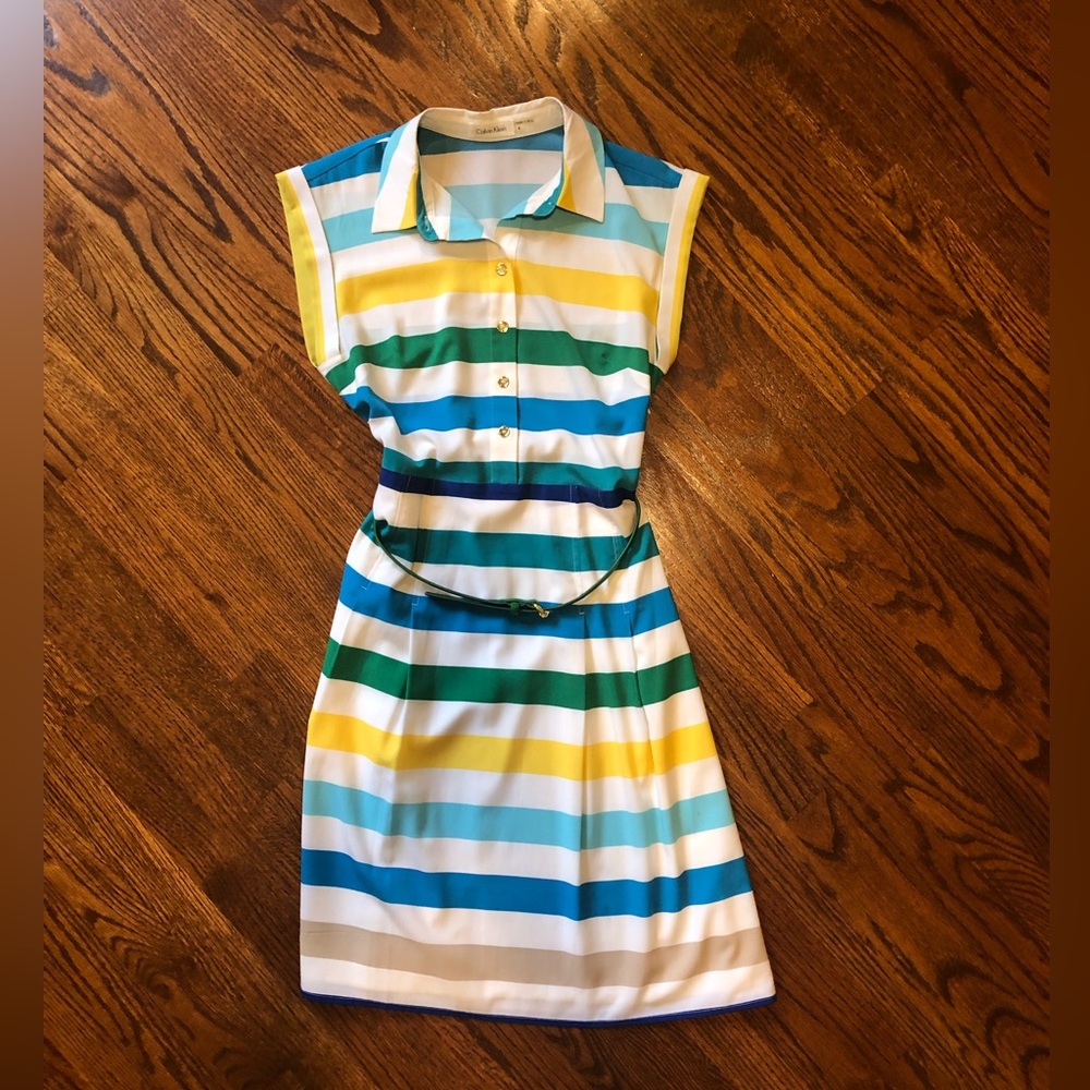 Calvin Klein Multicolor Belted Dress - Size 4